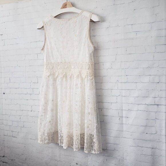 Sundance Juliet Lace Mini Dress Size 2 Ivory Boho Western Festival Lined Zipper - Picture 9 of 12